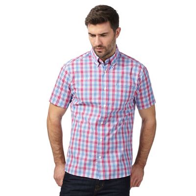 Maine New England Big and tall pink and blue checked shirt